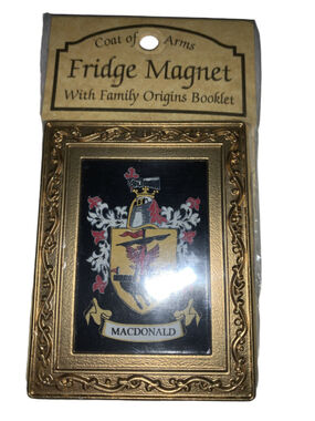MacDonald coat of arms fridge magnet with family origins booklet
